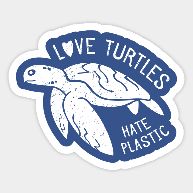 Love Turtles Hate Plastic Sticker by bangtees